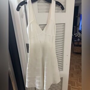 Herve Leger Elegant White Sleeveless Dress